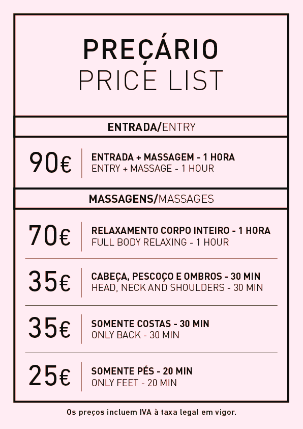 Flyer Preçário Entradas com Massagens